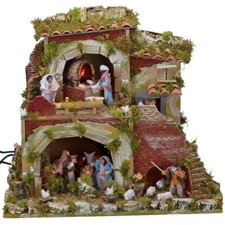 Presepe con statue in movimento cm 57x37x50 h