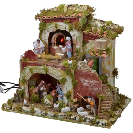Presepe con statue in movimento cm 57x37x50 h
