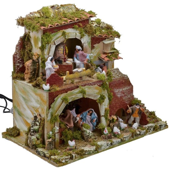 Presepe con statue in movimento cm 57x37x50 h Mondo Presepi