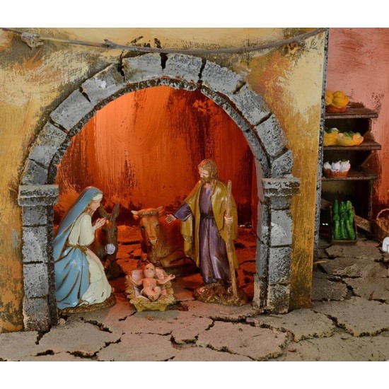 Illuminated nativity scene complete with Landi Moranduzzo