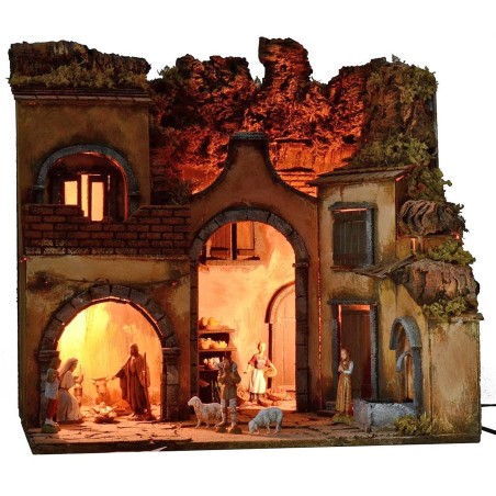 Presepe illuminato completo di statue Landi Moranduzzo con
