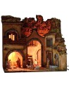 Pesebre iluminado completo de estatuas Landi Moranduzzo con