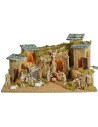 Presepe illuminato completo di statue Landi cm 57x34x31,5 h