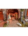 Illuminated nativity scene complete with Landi statues with