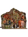 Illuminated nativity scene complete with Landi statues with