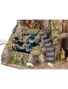 Illuminated nativity scene complete with Landi statues with