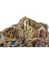 Illuminated nativity scene complete with Landi statues with