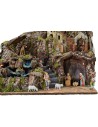 Illuminated nativity scene complete with Landi statues with