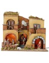 Pesebre iluminado completo con estatuas Landi con fuego