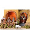 Illuminated nativity scene complete with Landi statues with