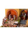 Illuminated nativity scene complete with Landi statues with