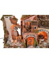 Pesebre iluminado completo con estatuas Landi con molino