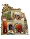 Illuminated nativity scene complete with Landi statues with
