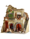 Illuminated nativity scene complete with Landi statues with