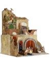 Illuminated nativity scene complete with Landi statues with