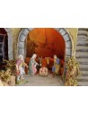Belén iluminado completo con estatuas Landi con molino de agua