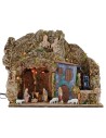 Illuminated nativity scene complete with Landi statues with