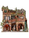 Illuminated nativity scene complete with Landi statues with