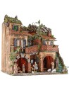 Belén iluminado completo con estatuas Landi y espejo