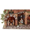 Illuminated nativity scene complete with Landi statues with