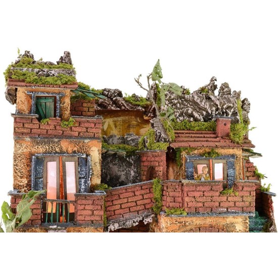 Illuminated nativity scene complete with Landi statues with