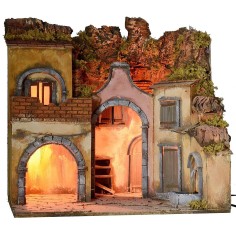 Illuminated nativity scene with functioning fountain cm 2