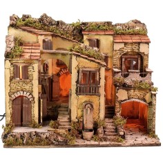 Presepe illuminato con fontana funzionante cm 60,5x40,5x50 h