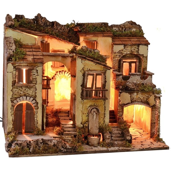 Pesebre iluminado con fuente funcional de 60,5x40,5x50 cm h