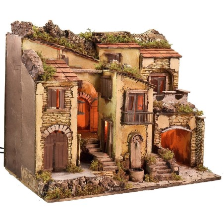 Pesebre iluminado con fuente funcional de 60,5x40,5x50 cm h.