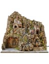 Illuminated nativity scene with working oven and waterfall cm