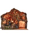 Illuminated nativity scene with working fire and waterfall cm