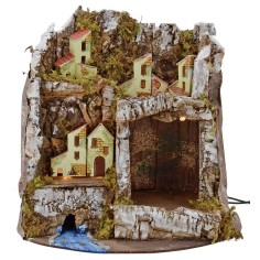 Presepe illuminated with grotto cm 27x17x26 h 2