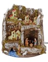 Pesebre iluminado con cueva y estatuas Landi cm 27x17x26 h