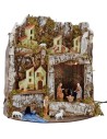 Illuminated nativity scene with grotto and Landi statues cm 27x17x26 h