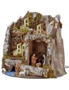Presepe illuminato con grotta e statue Landi cm 27x17x26 h