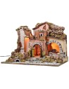 Illuminated nativity scene with working mill cm 60x40x45 h