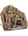 Pesebre iluminado con molino de agua y cascada de 53x45x49 cm h