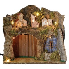 Presepe illuminated with landscape and fountain functioning cm 2