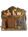 Illuminated nativity scene with landscape and working fountain cm