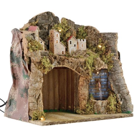 Presepe illuminated with landscape and fountain functioning cm