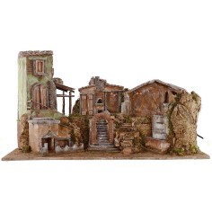 Nacimiento iluminado con paisaje y fuente funcionando cm