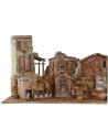 Pesebre iluminado con paisaje y fuente funcionando cm