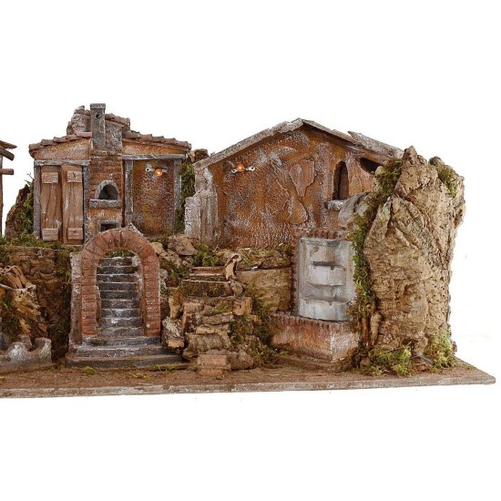 Nacimiento iluminado con paisaje y fuente funcionando cm