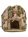 Illuminated nativity scene with village and cave cm 20x20x24 h