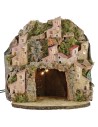 Illuminated nativity scene with village and cave cm 20x20x24 h