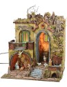 Illuminated nativity scene 18th-century style with large arch complete with