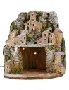 Belén nevado iluminado con pueblo y cueva de 20x20x24 cm h.