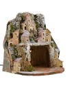Presepe innevato illuminato con villaggio e grotta cm 20x20x24