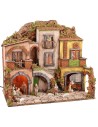 Illuminated Neapolitan nativity scene complete with Landi