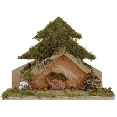 Árbol con cabaña iluminados con luces LED a pilas de 33x15x25,5